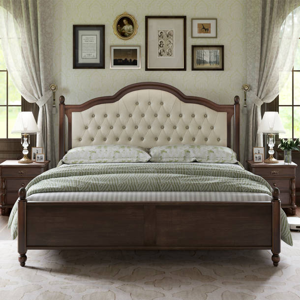Lark Manor Amilio Upholstered Bed Solid Wood Platform & Reviews | Wayfair